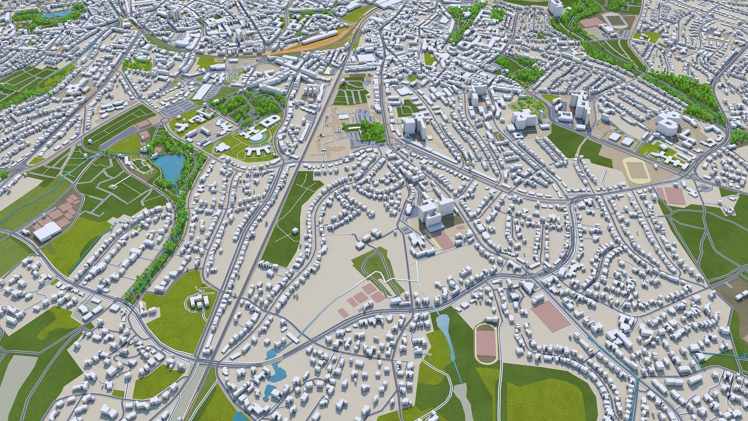 Aachen City in Germany 30km Low-poly 3D model_7