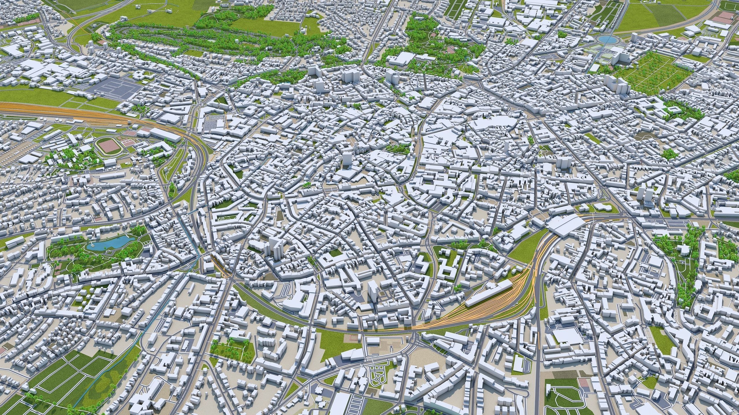 Aachen City in Germany 30km Low-poly 3D model_2