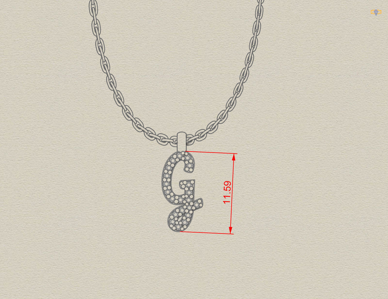 H199- Diamond NECKLACE  3D print model_3