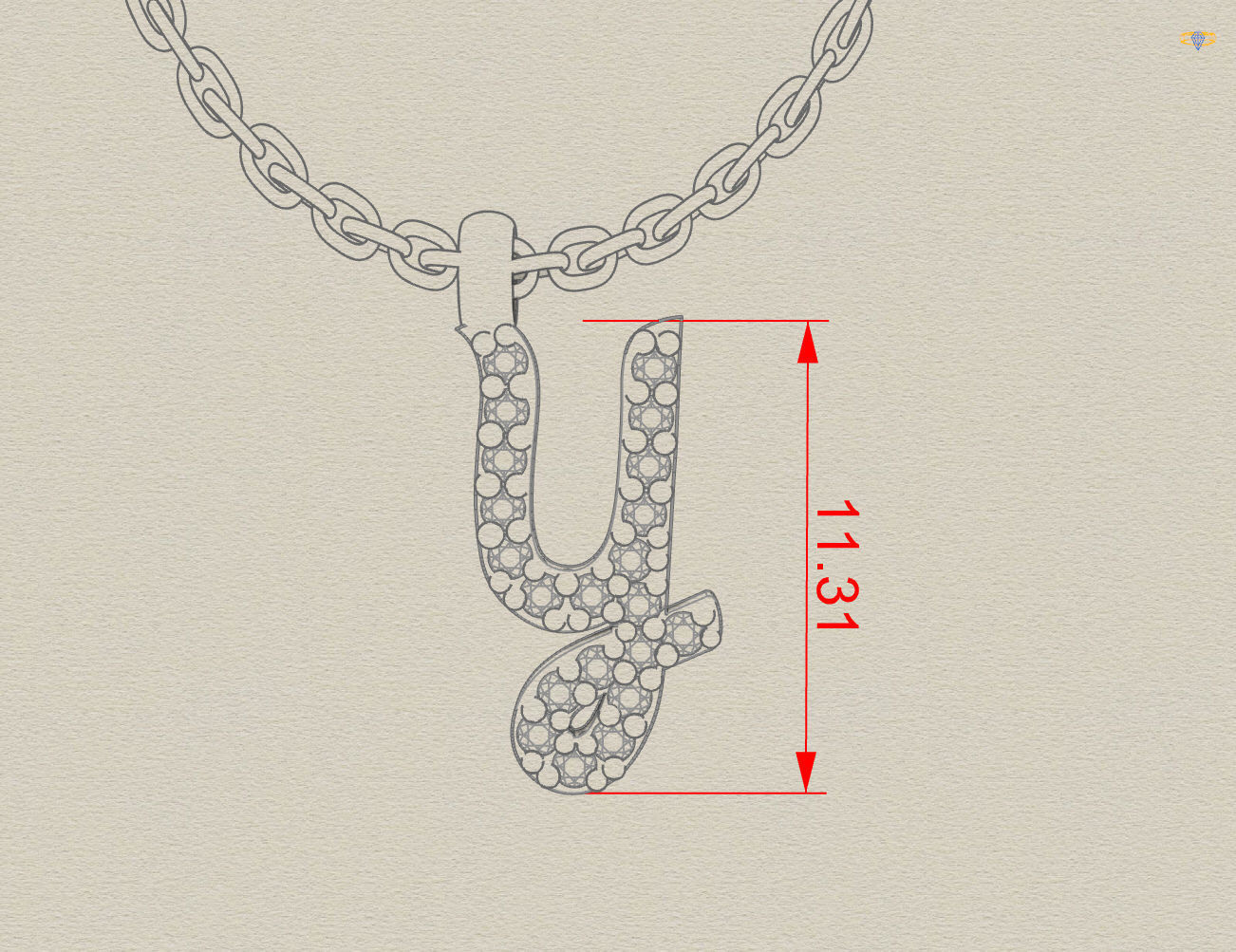 H204- Diamond NECKLACE  3D print model_3