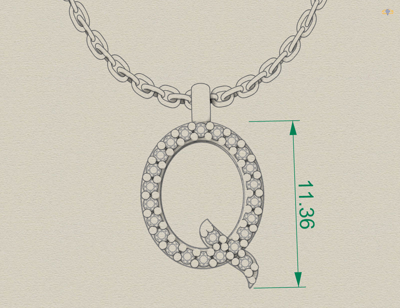 H210- Diamond NECKLACE  3D print model_3