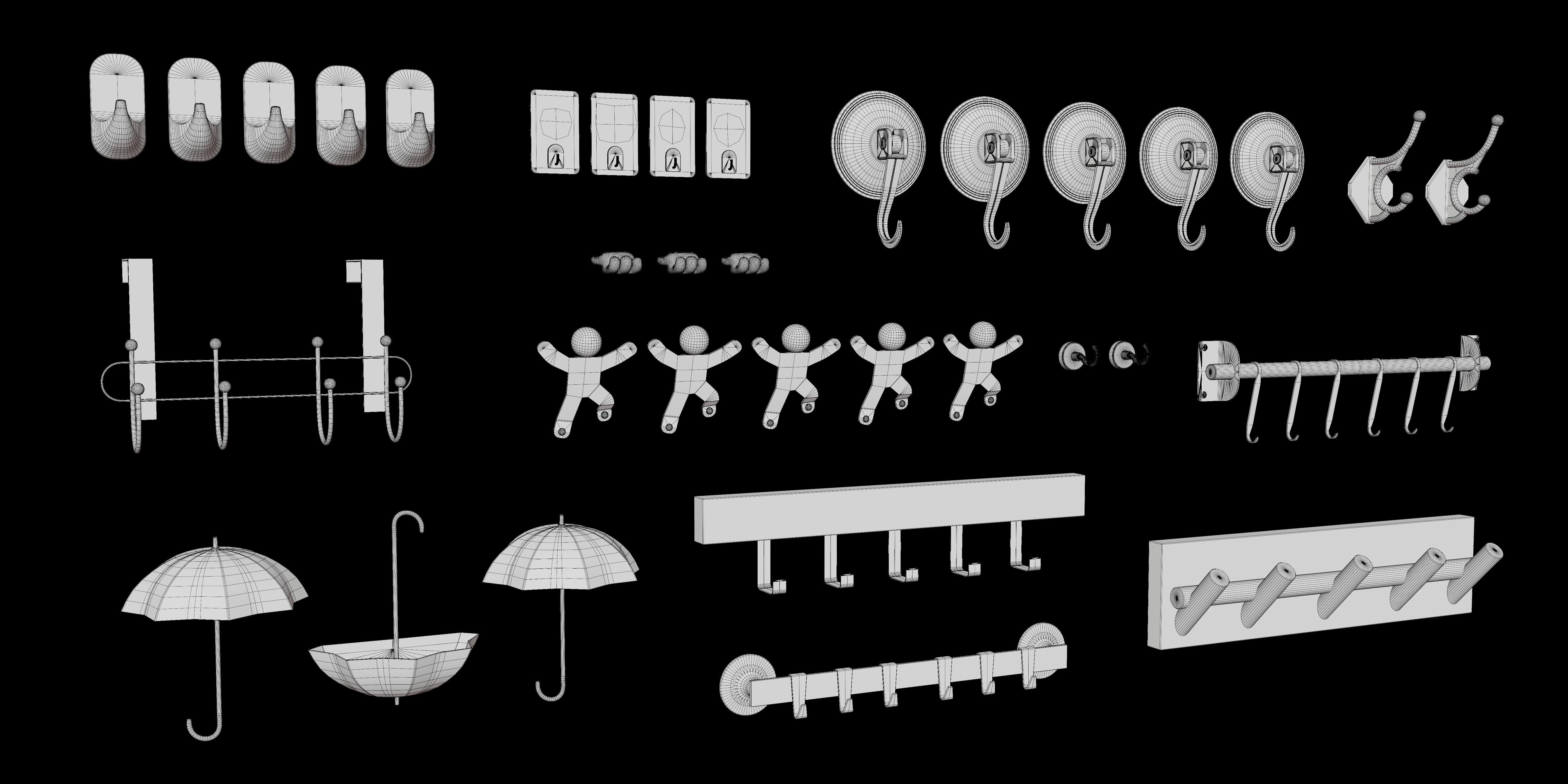 Hook Pack - 58 Model Variation - Tiling Textures Low-poly 3D model_27