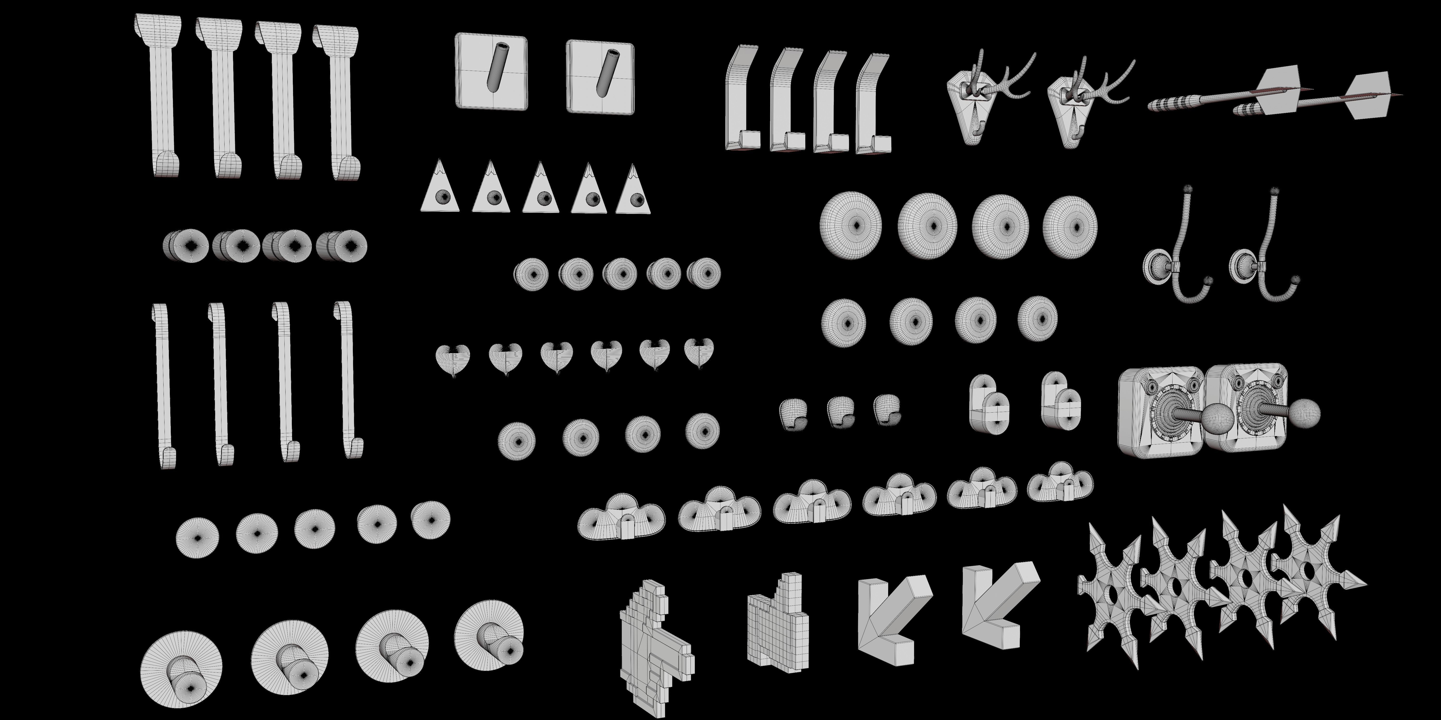 Hook Pack - 58 Model Variation - Tiling Textures Low-poly 3D model_7