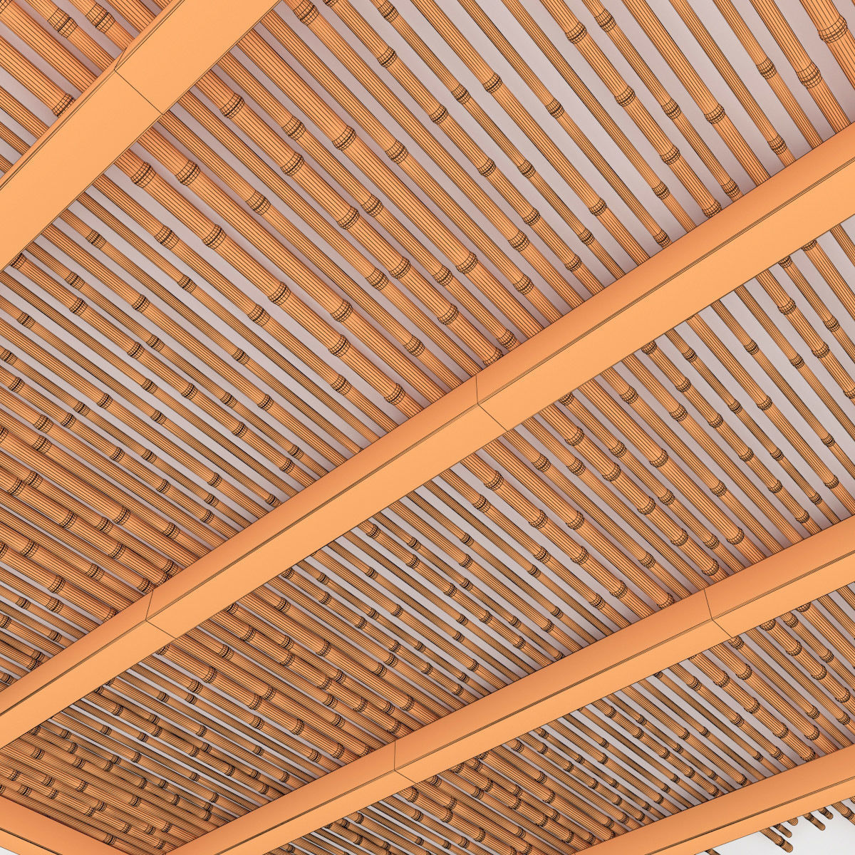 Ceiling bamboo long beam n1 3D model_16