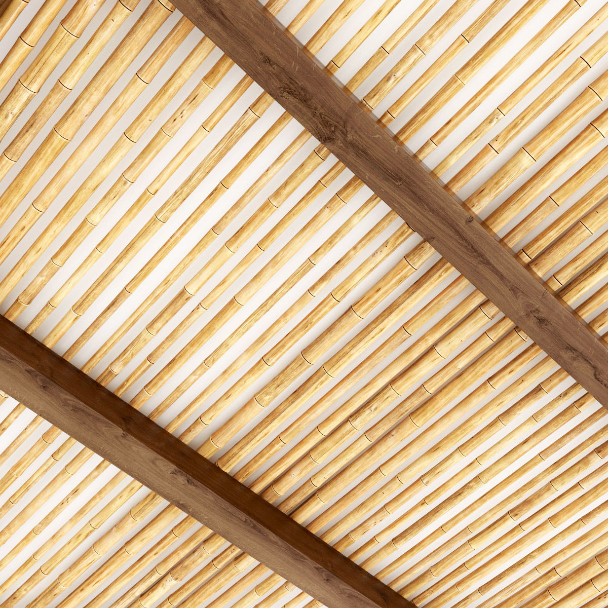 Ceiling bamboo long beam n1 3D model_3
