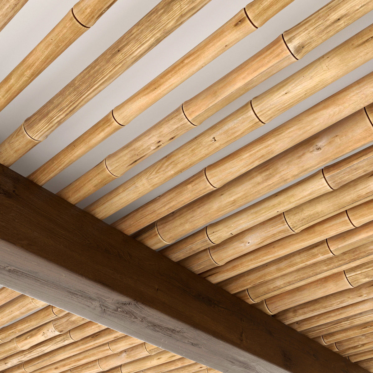 Ceiling bamboo long beam n1 3D model_6