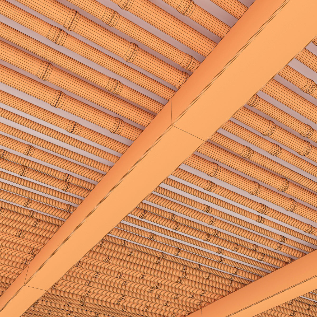 Ceiling bamboo long beam n1 3D model_13