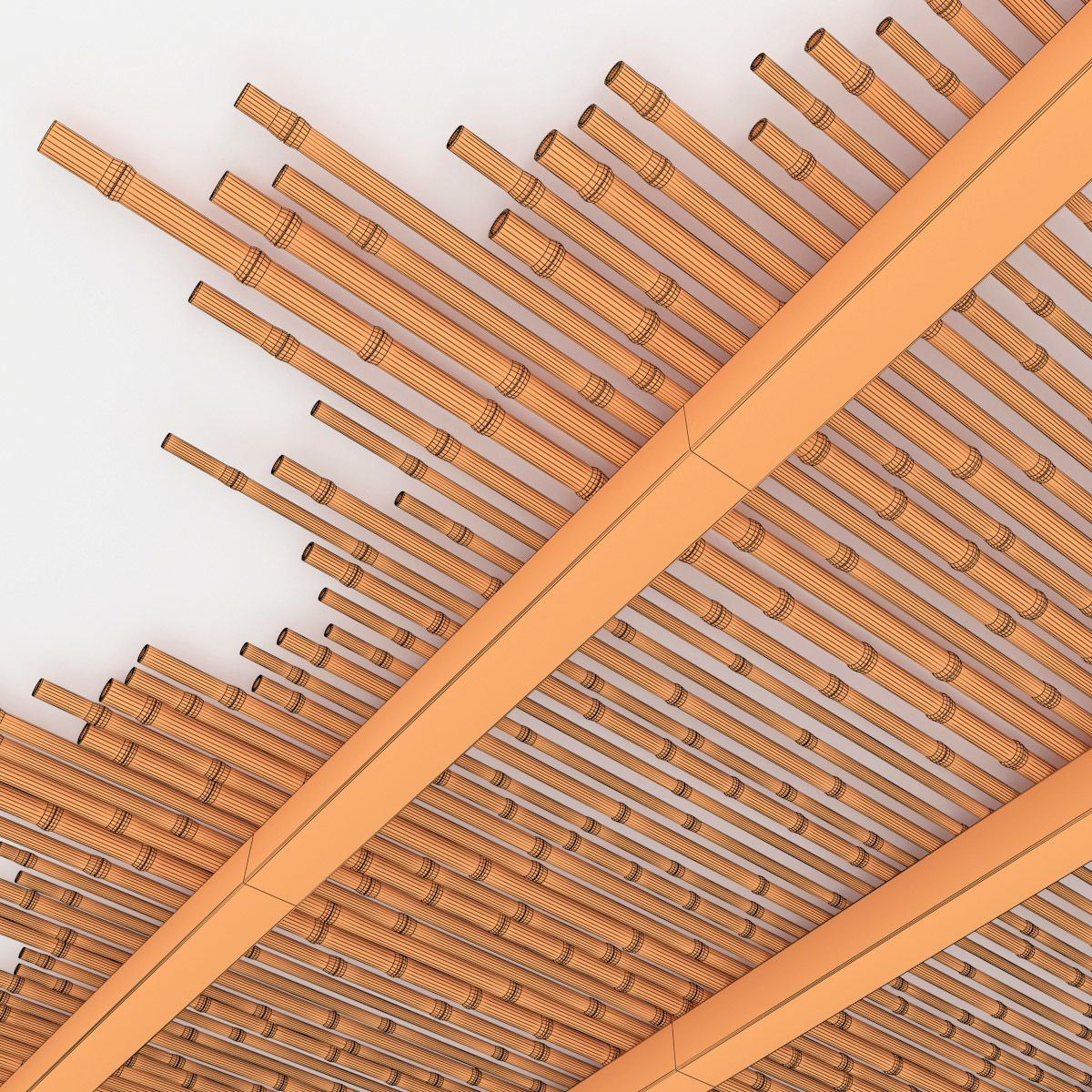 Ceiling bamboo long beam n1 3D model_12