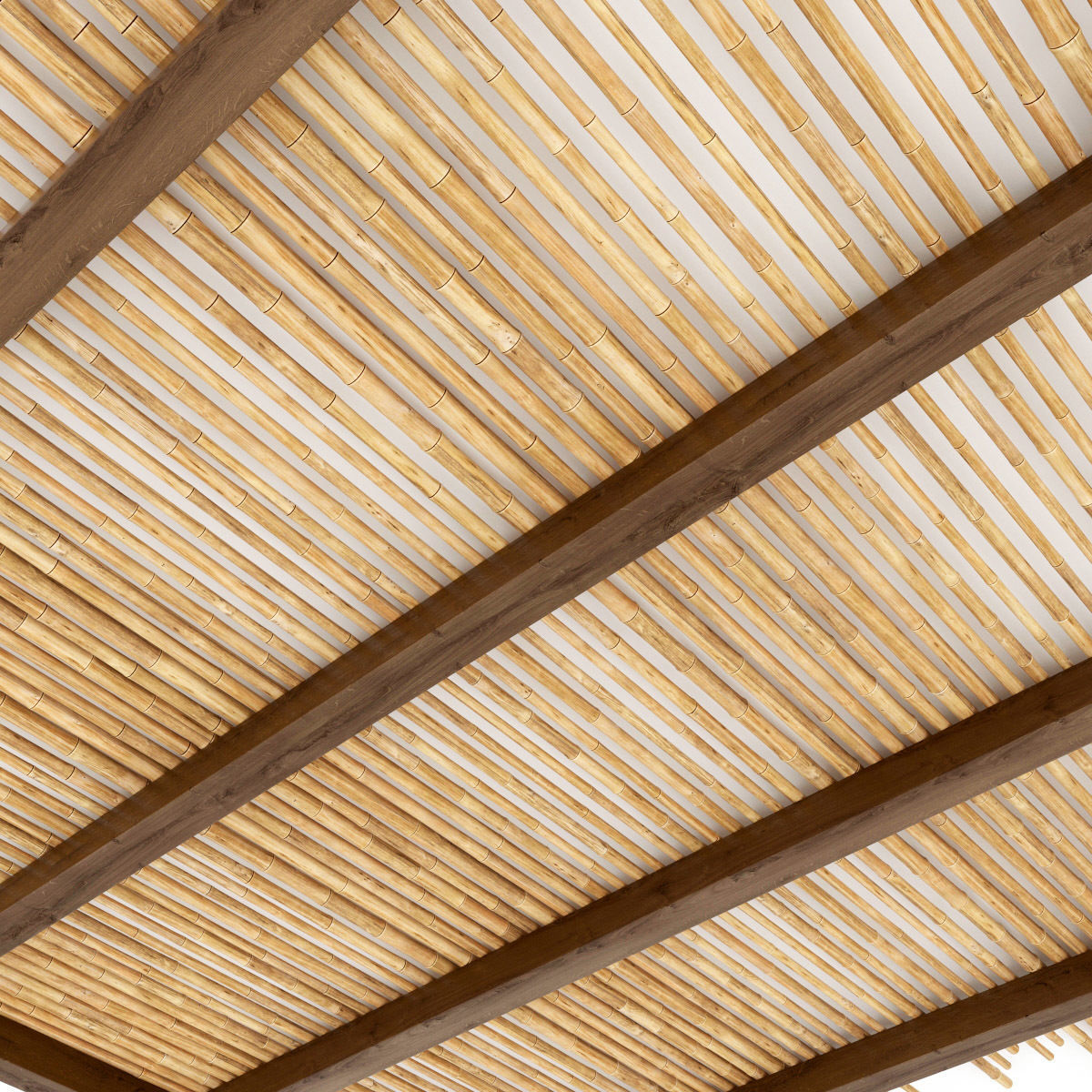Ceiling bamboo long beam n1 3D model_1