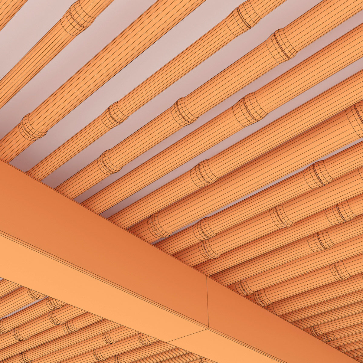 Ceiling bamboo long beam n1 3D model_14