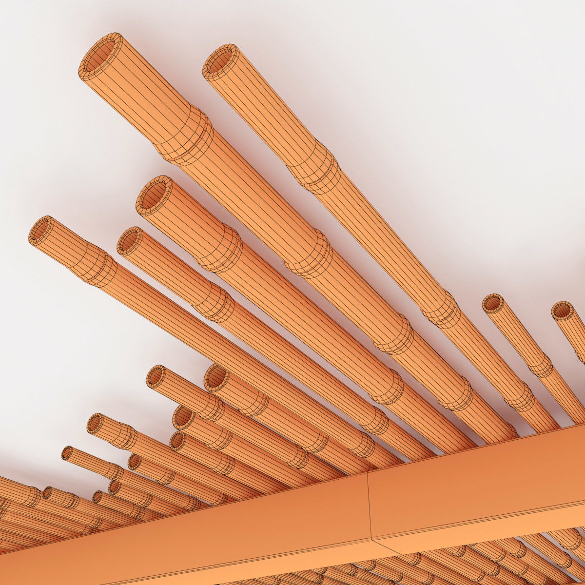 Ceiling bamboo long beam n1 3D model_17