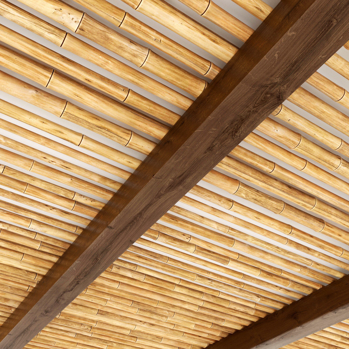 Ceiling bamboo long beam n1 3D model_5