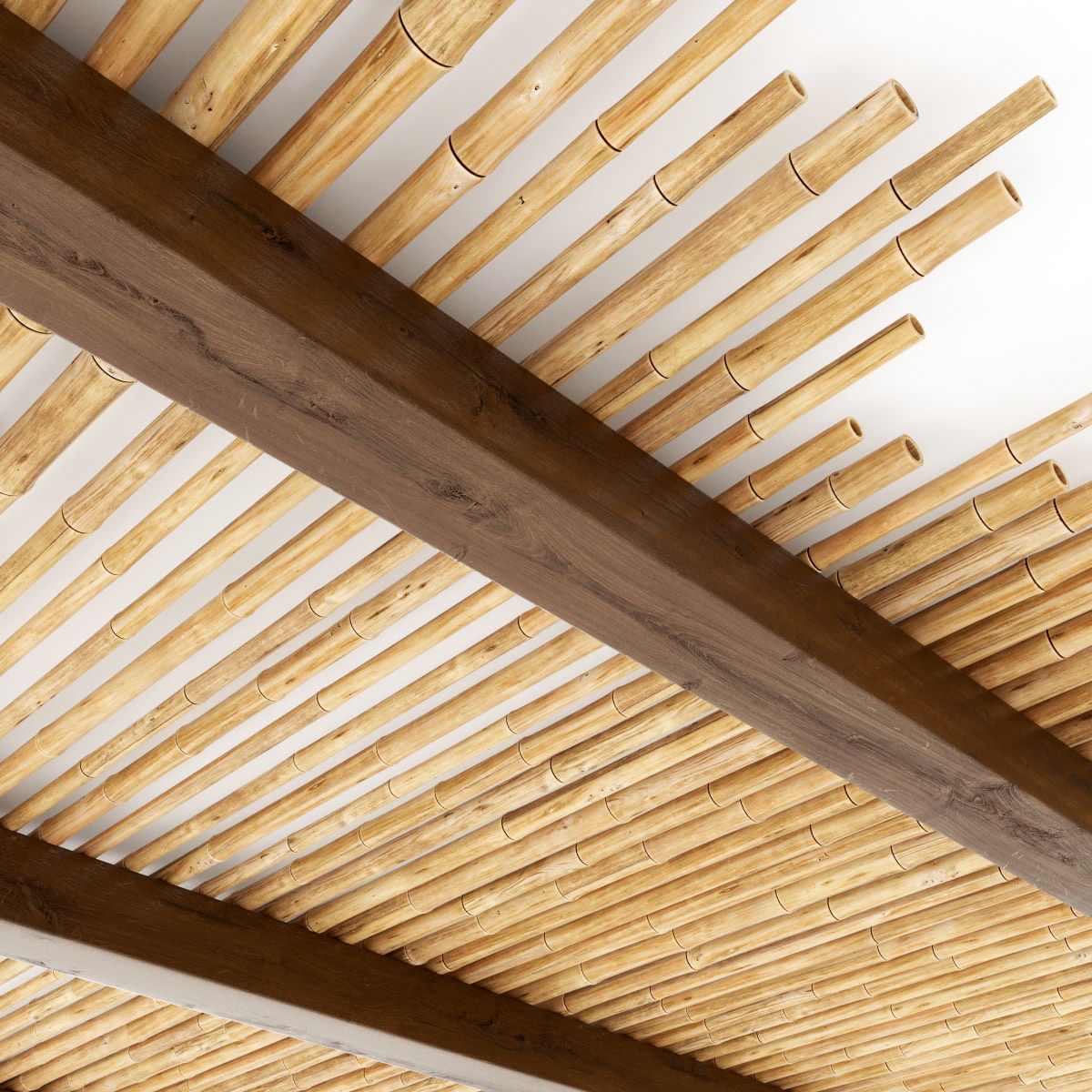 Ceiling bamboo long beam n1 3D model_10