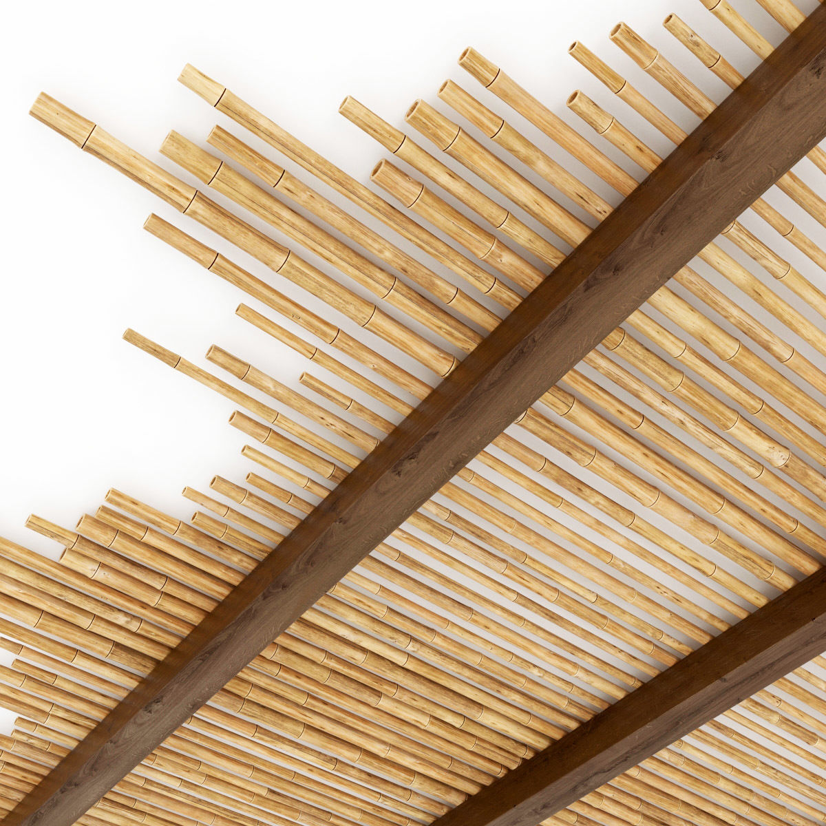 Ceiling bamboo long beam n1 3D model_2