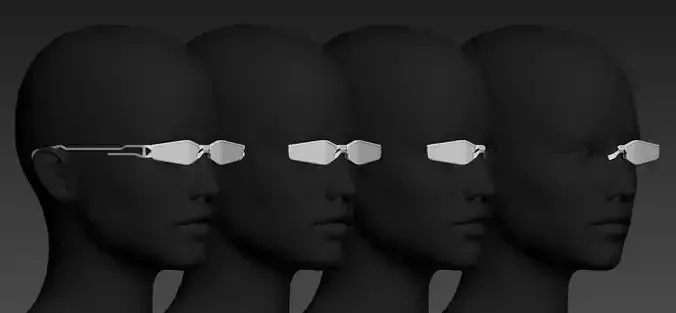 HighPoly Set of two Glasses and two Monocle