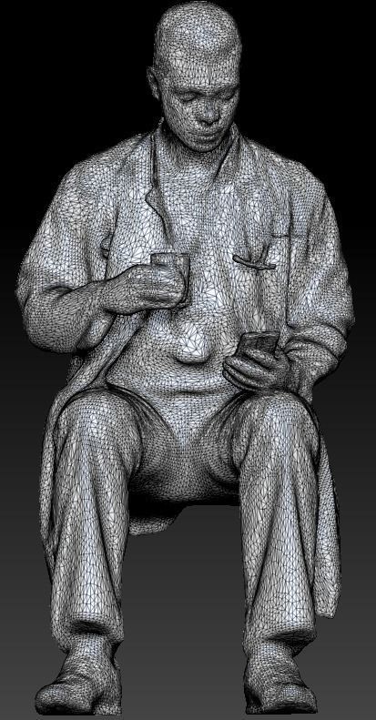 Medical doctor male is sitting and texting a message 184 Low-poly 3D model_7