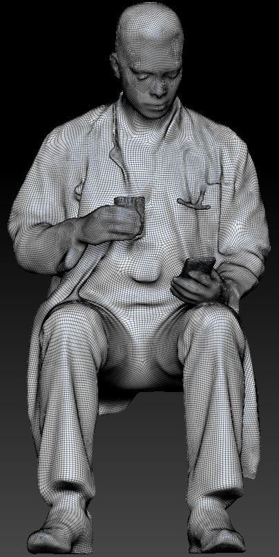 Medical doctor male is sitting and texting a message 184 Low-poly 3D model_5