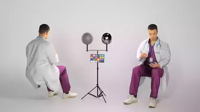 Medical doctor male is sitting and texting a message 184 Low-poly 3D model