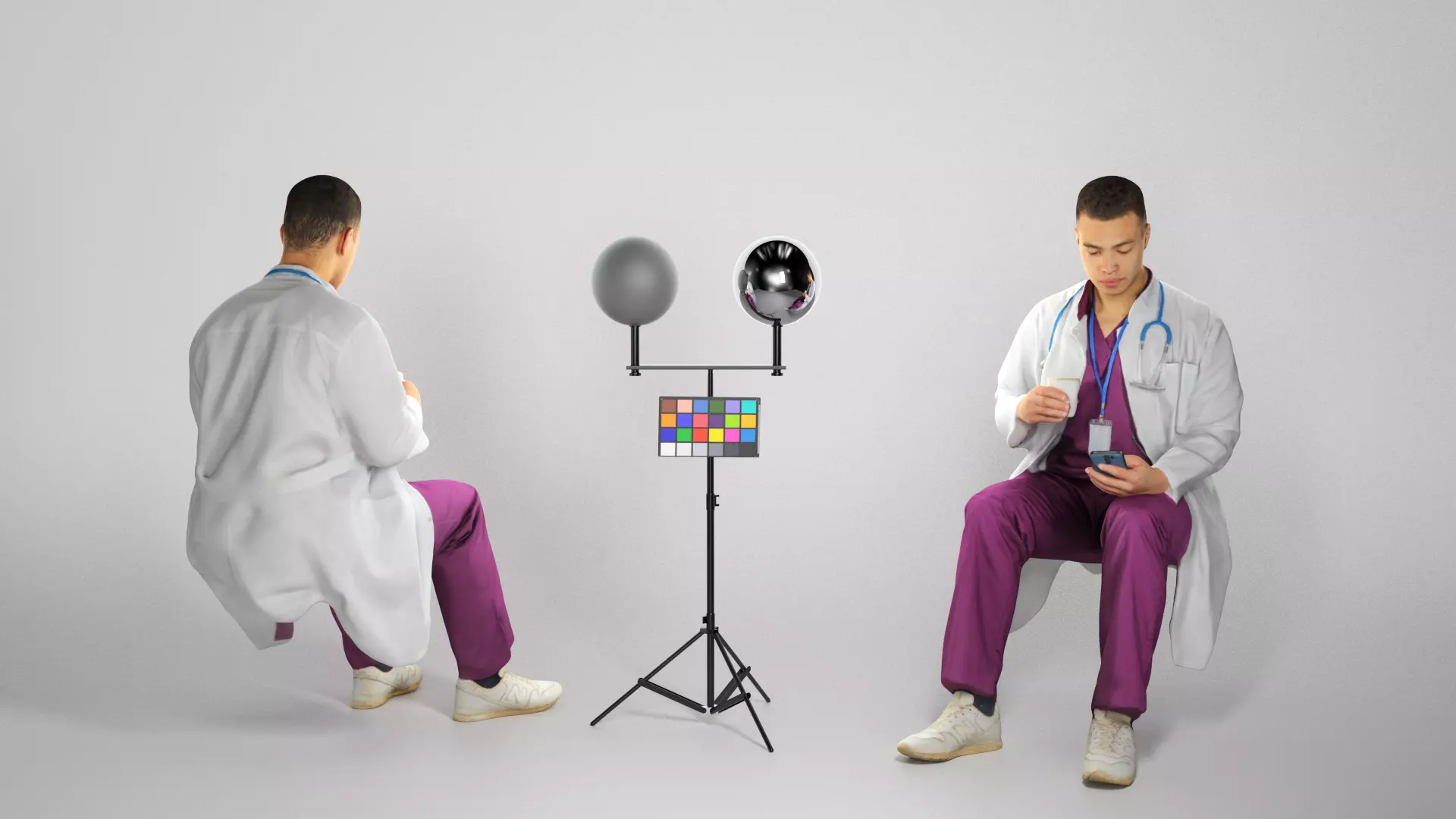 Medical doctor male is sitting and texting a message 184 Low-poly 3D model_0