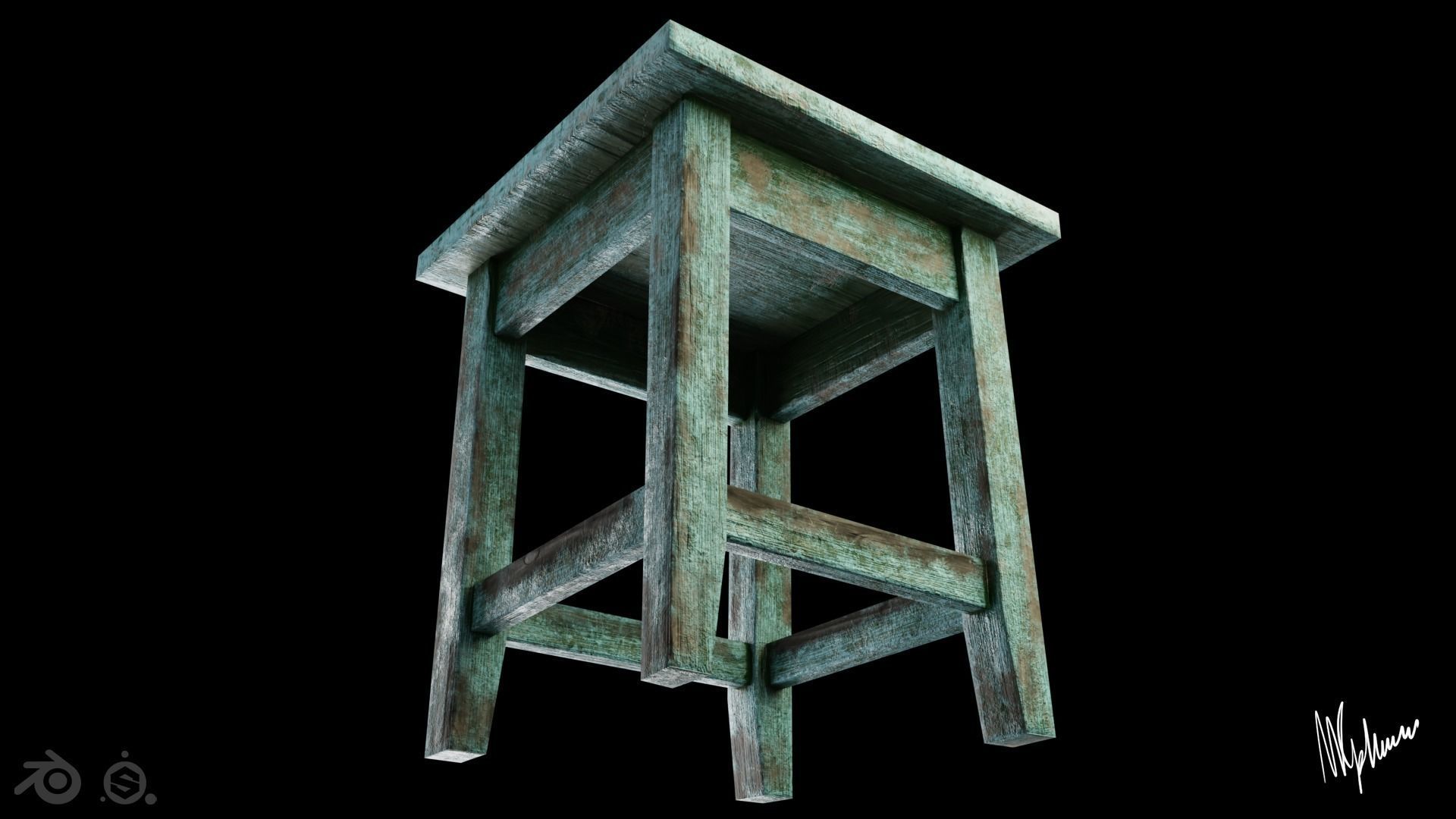 Stool-taburetka by mkaplunow Low-poly 3D model_1