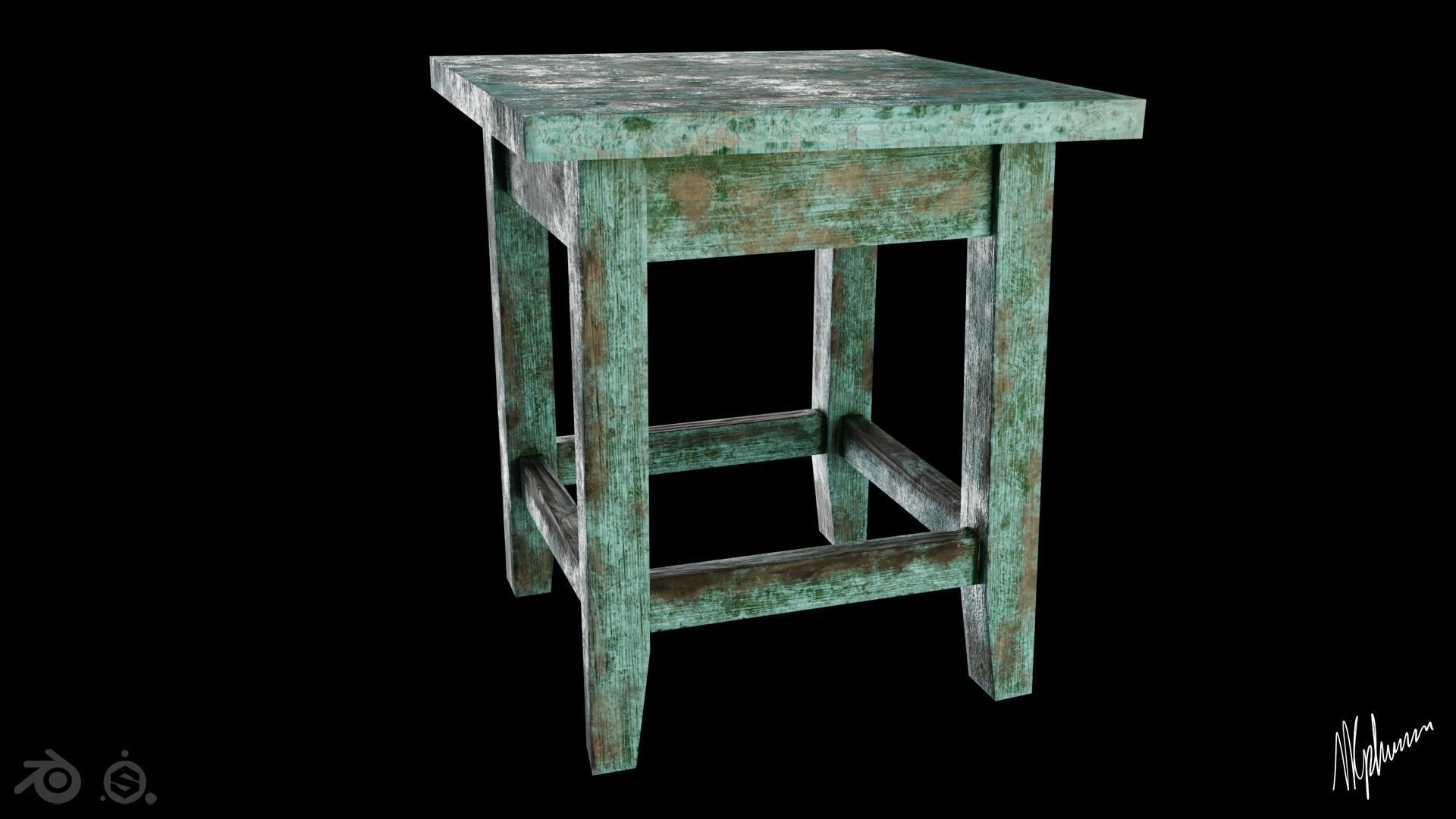 Stool-taburetka by mkaplunow Low-poly 3D model_2