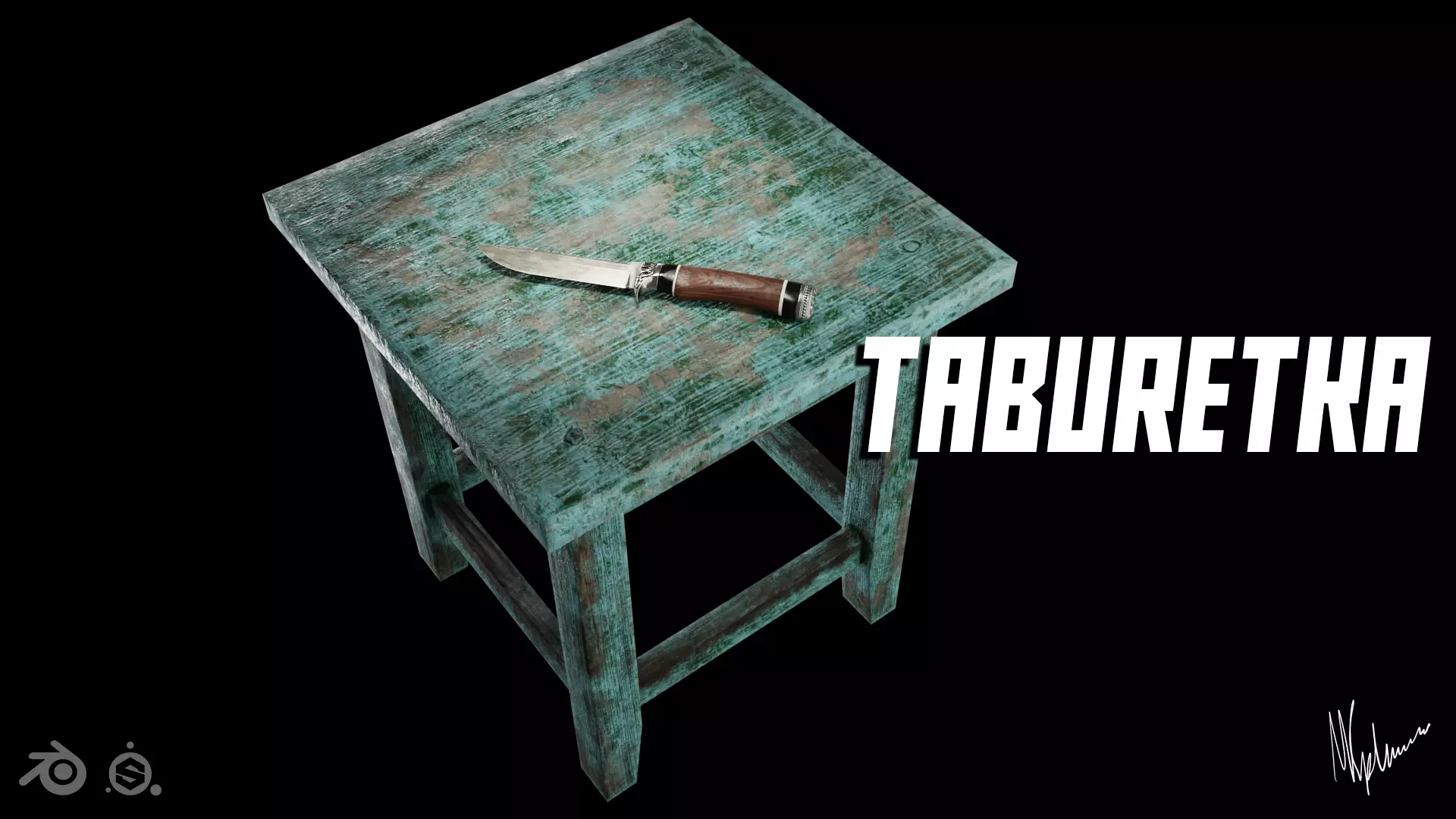 Stool-taburetka by mkaplunow Low-poly 3D model_0