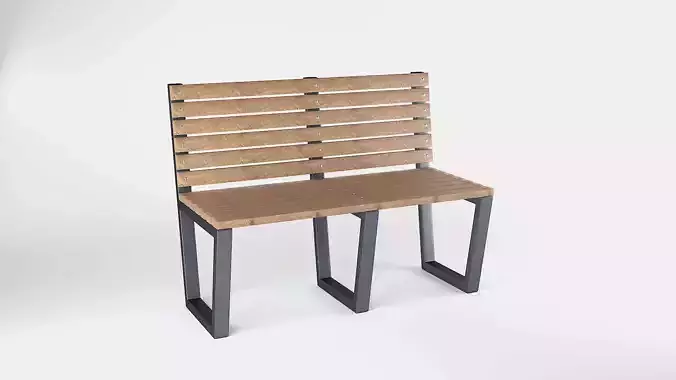 Bench wooden with steel legs