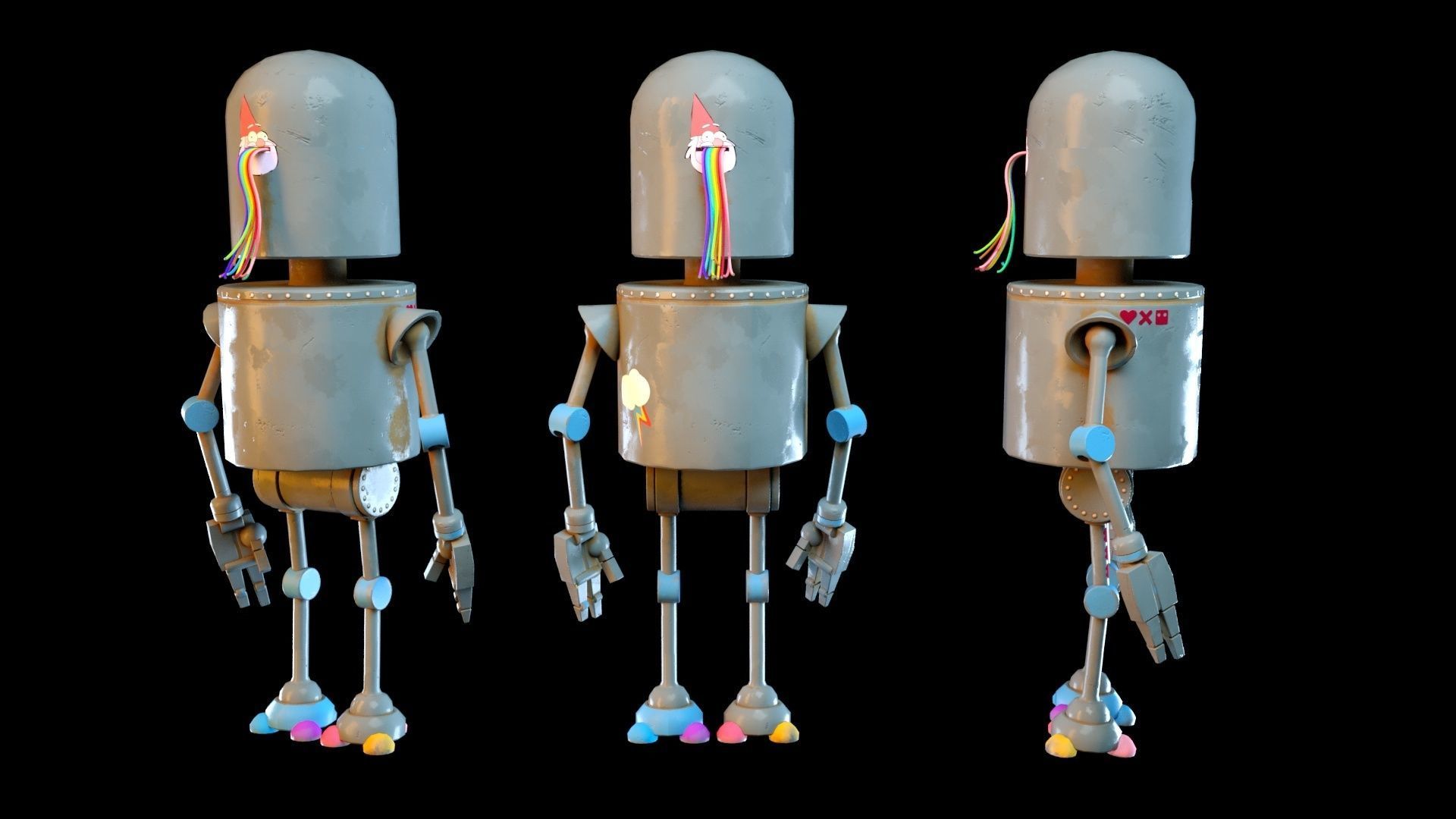 Cartoon Character Robot Low-poly 3D model_1