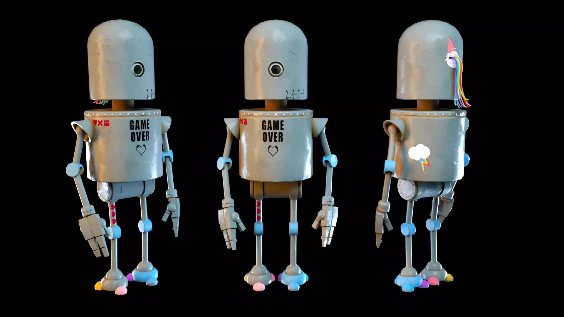 Cartoon Character Robot Low-poly 3D model_0