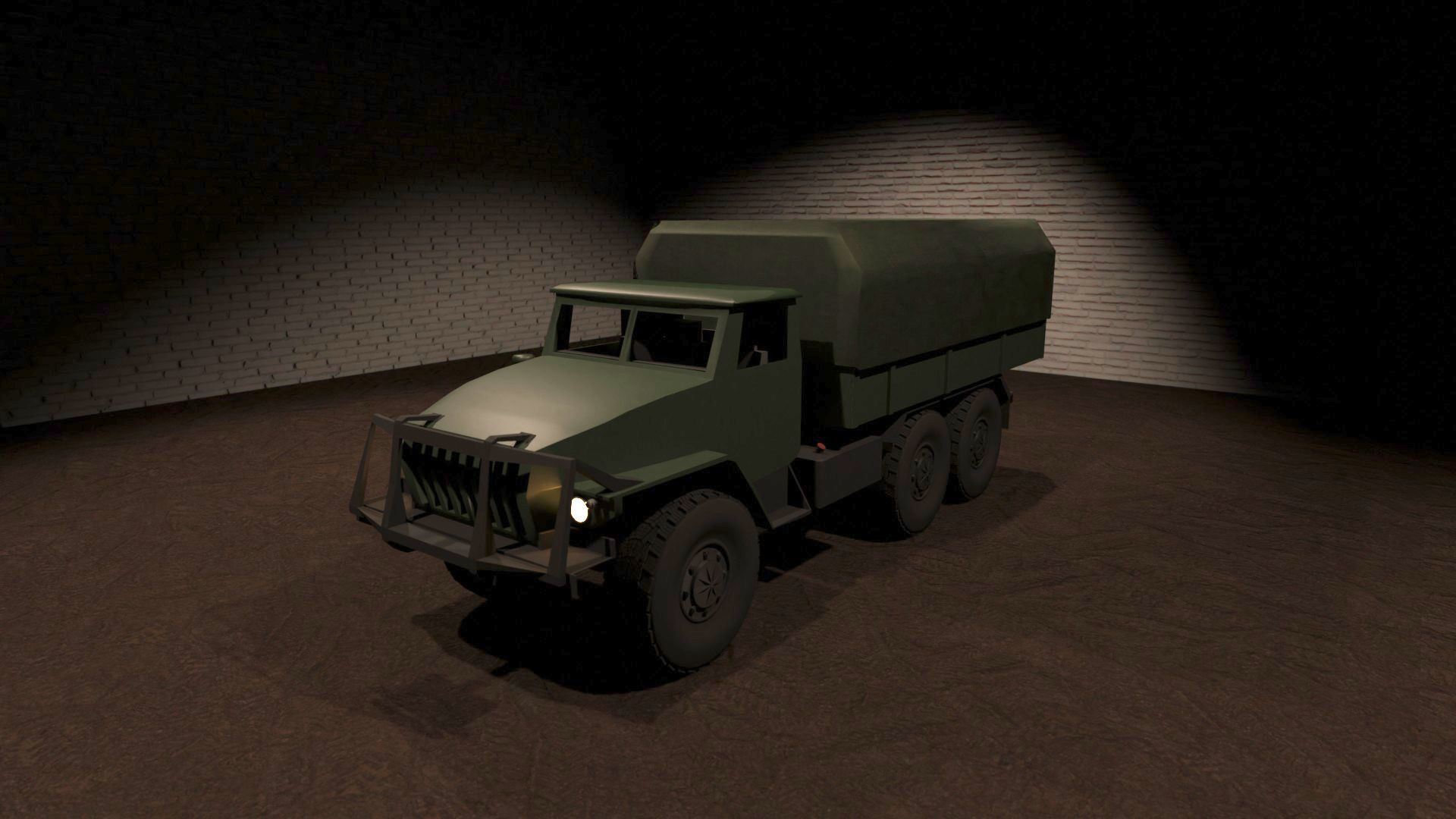 Ural-4320 military truck Low-poly 3D model_1