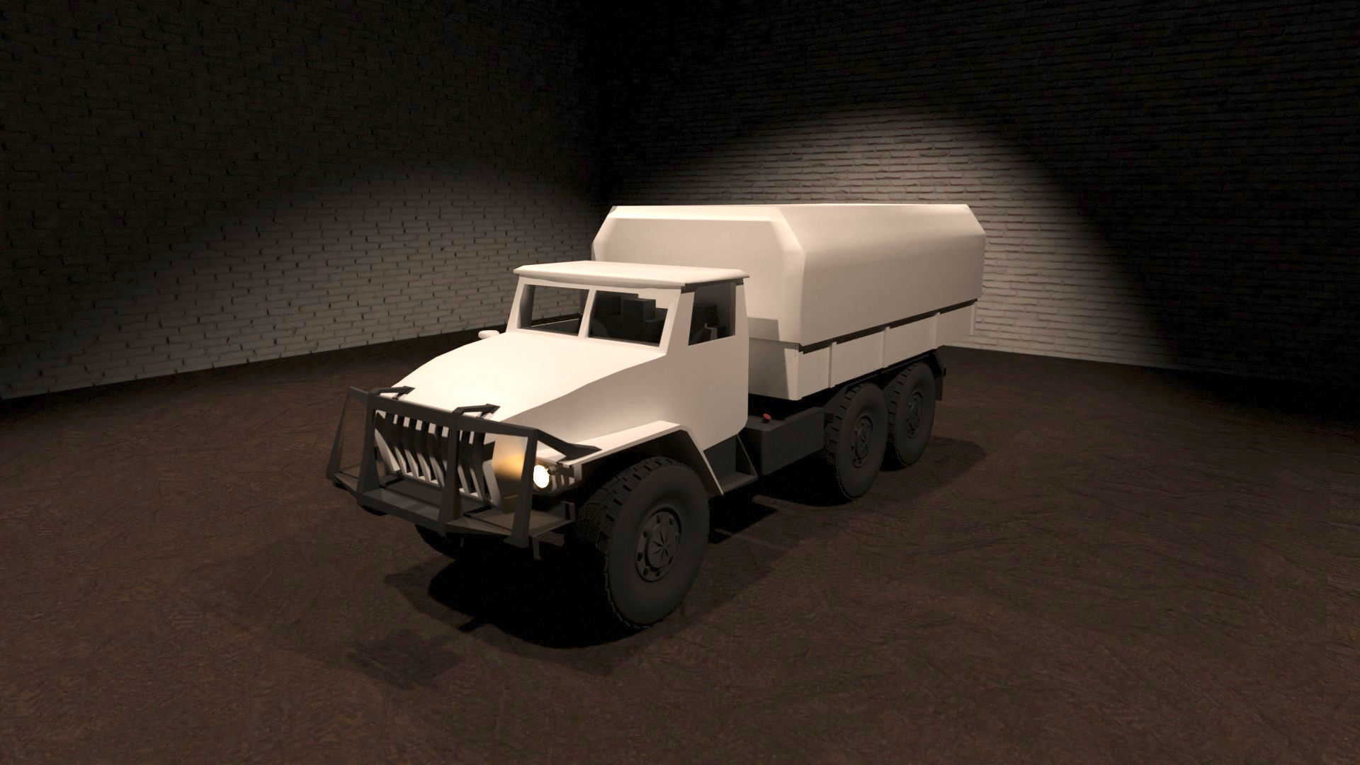 Ural-4320 military truck Low-poly 3D model_5