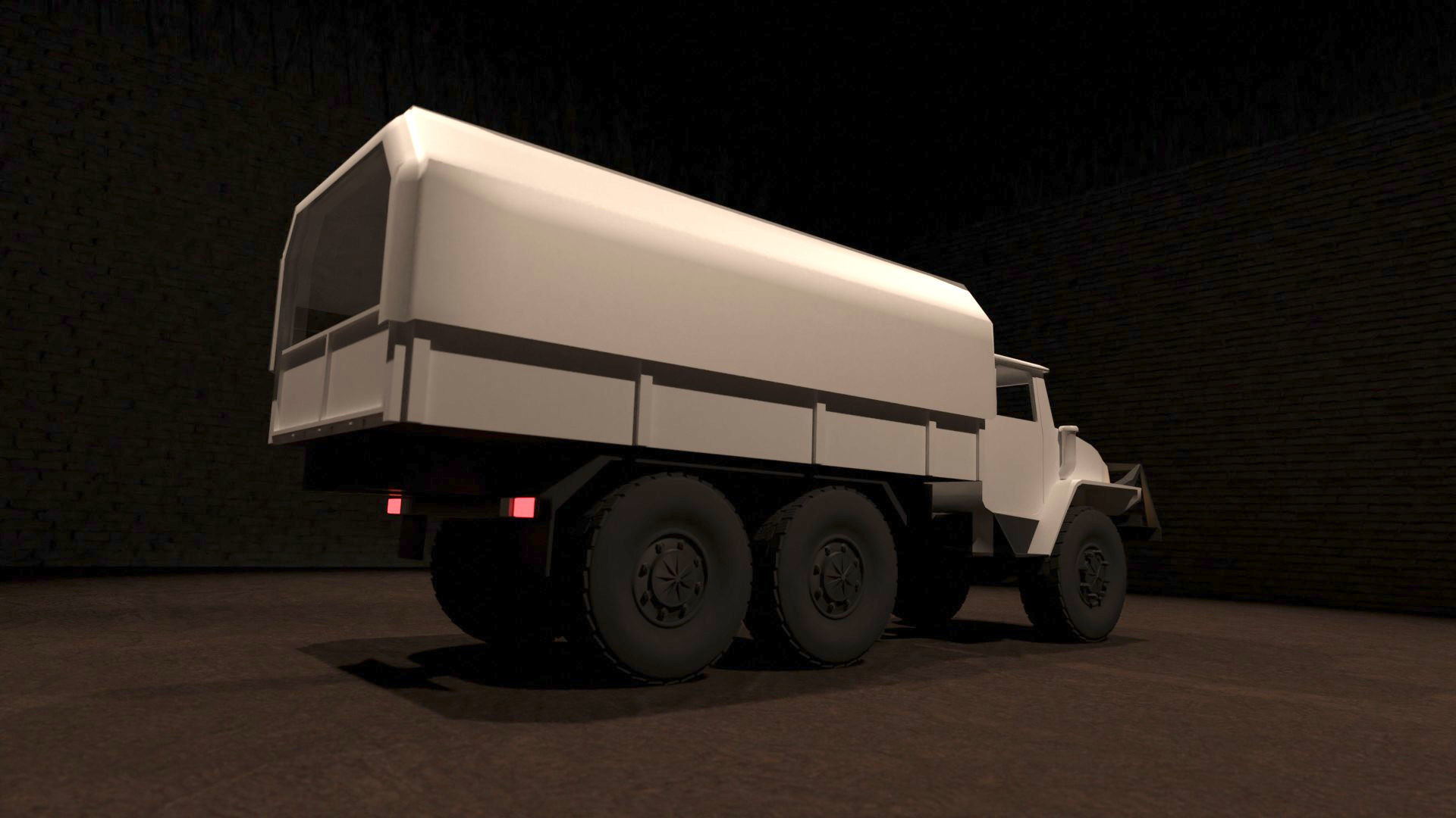 Ural-4320 military truck Low-poly 3D model_8