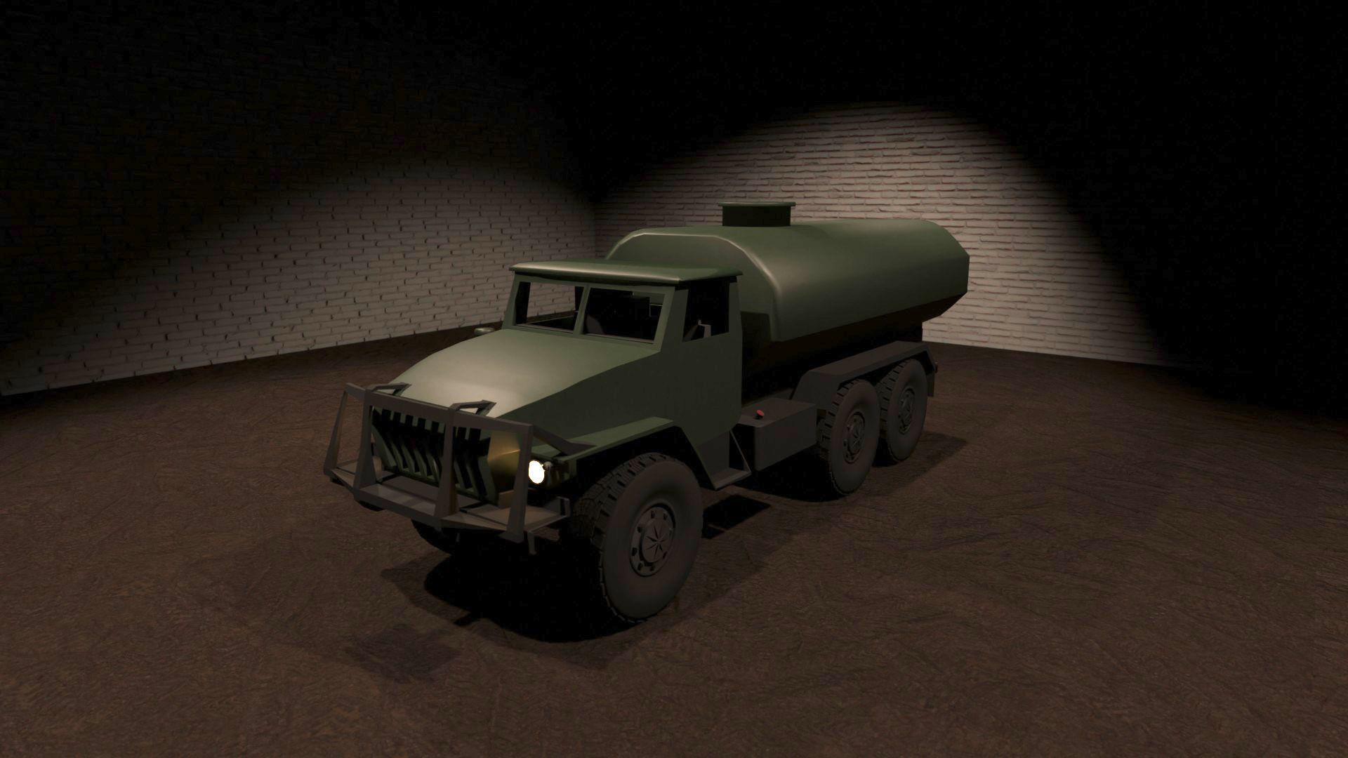 Ural-4320 military truck Low-poly 3D model_3