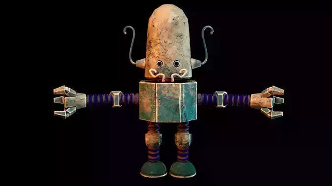 Cartoon Character Robot Low-poly 3D model