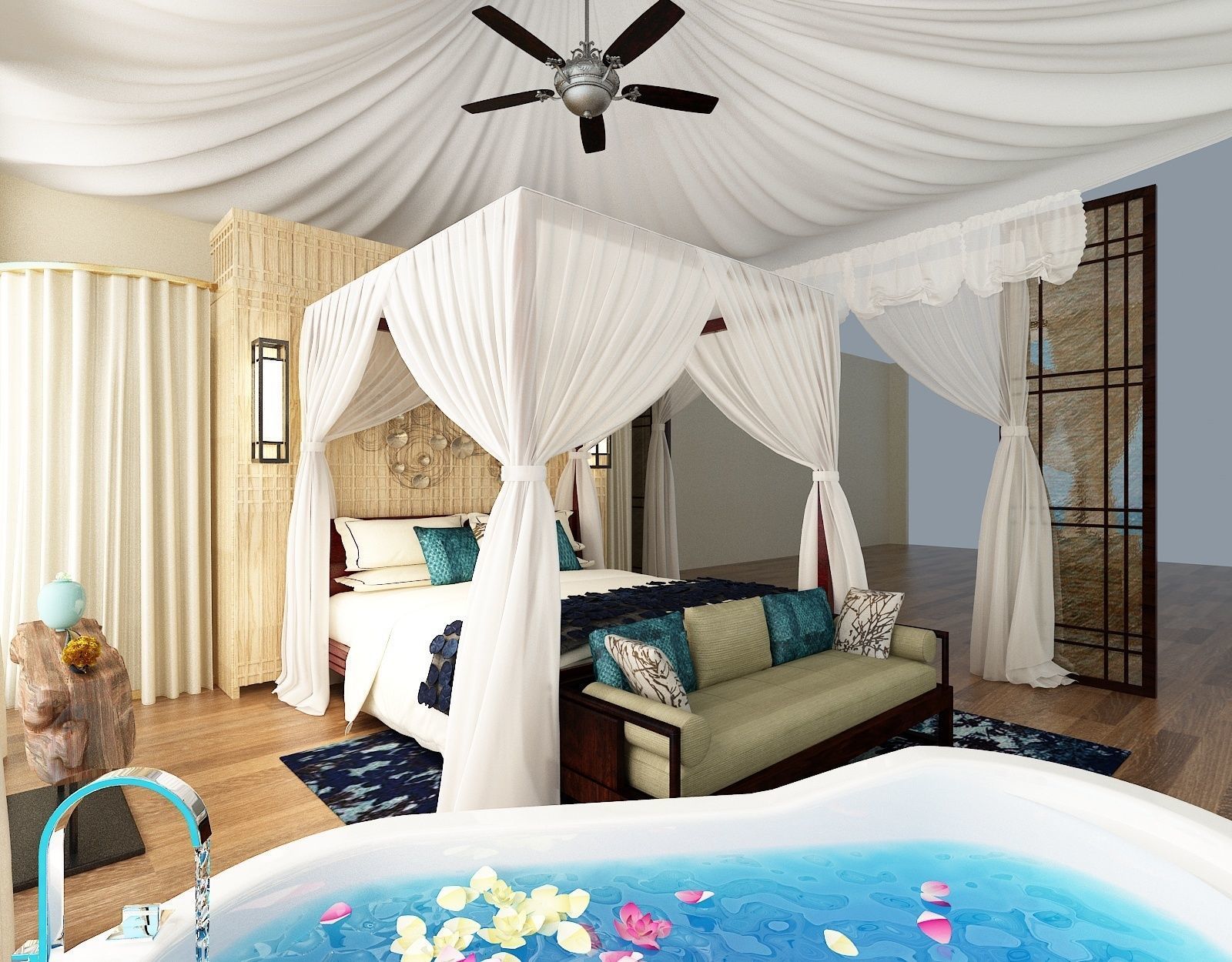 Bedroom in the sea Low-poly 3D model_2