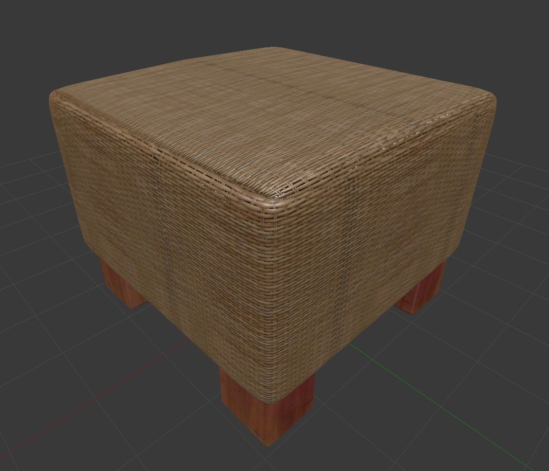 Basket Stool high and mid poly Low-poly 3D model_40