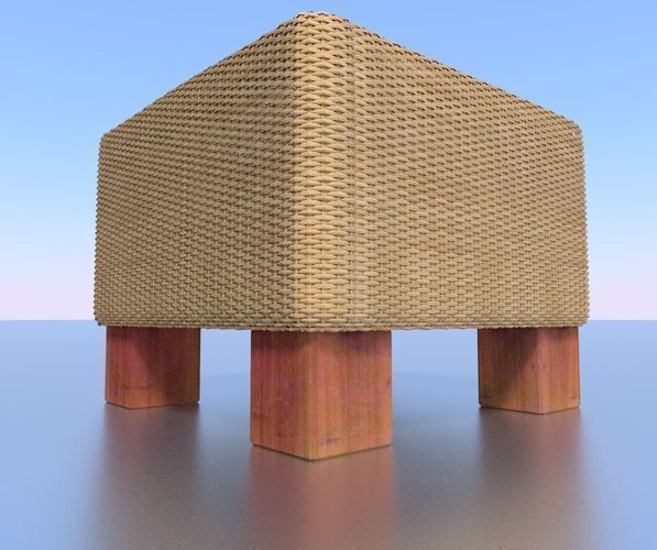 Basket Stool high and mid poly Low-poly 3D model_23