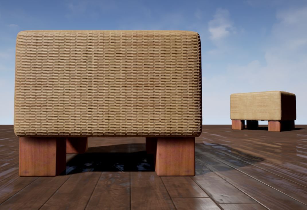 Basket Stool high and mid poly Low-poly 3D model_4