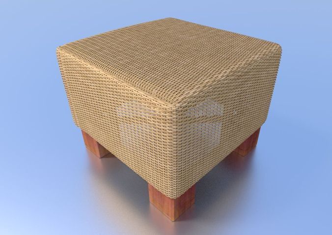 Basket Stool high and mid poly Low-poly 3D model_31