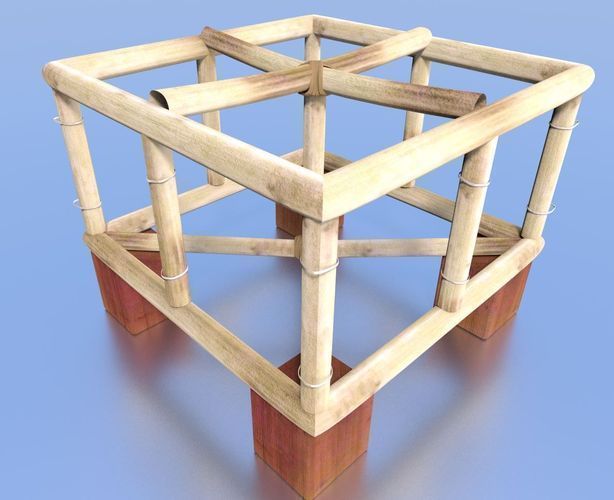 Basket Stool high and mid poly Low-poly 3D model_26