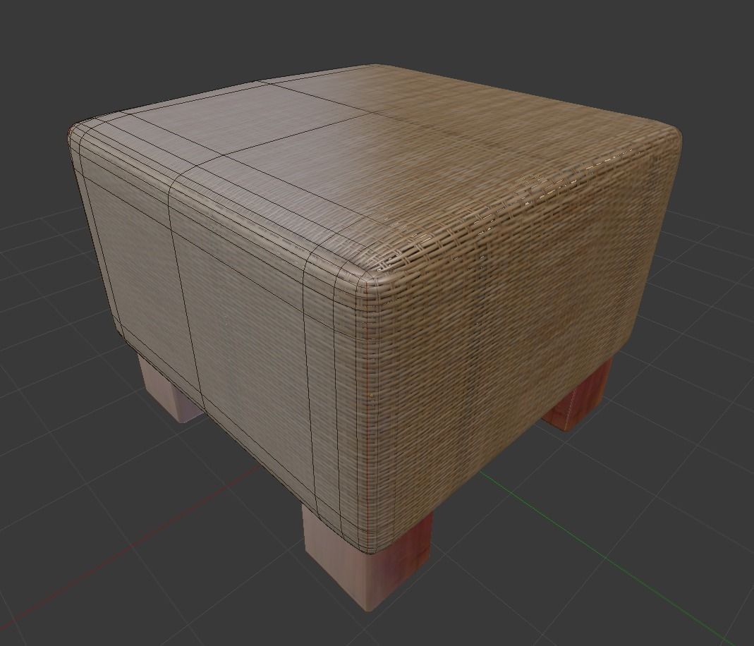 Basket Stool high and mid poly Low-poly 3D model_3