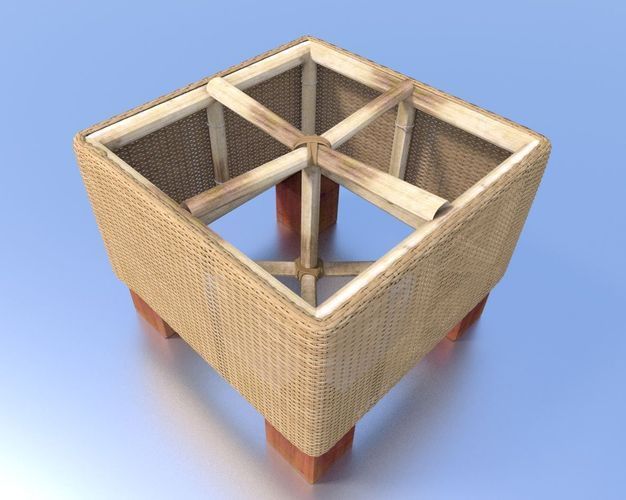 Basket Stool high and mid poly Low-poly 3D model_25