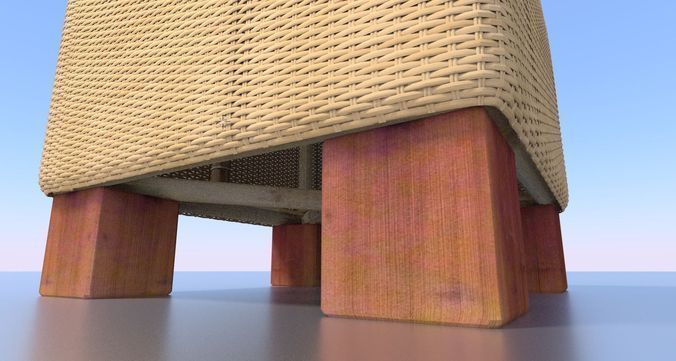 Basket Stool high and mid poly Low-poly 3D model_20