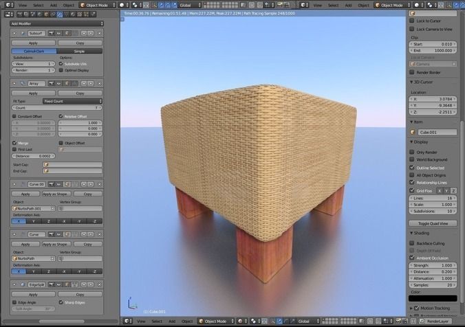Basket Stool high and mid poly Low-poly 3D model_32