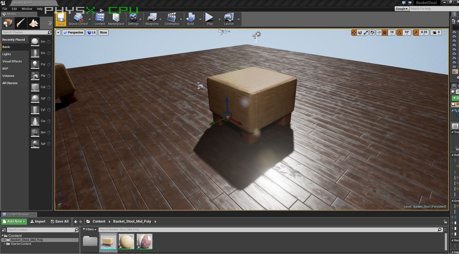 Basket Stool high and mid poly Low-poly 3D model_10