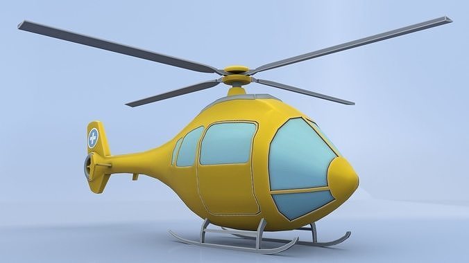 Cartoon Helicopter Low-poly 3D model
