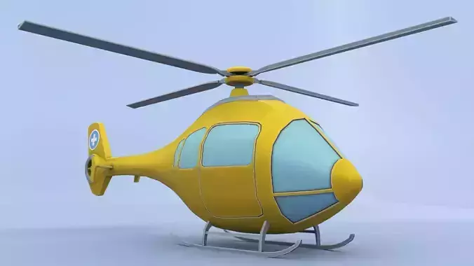 Cartoon Helicopter Low-poly 3D model