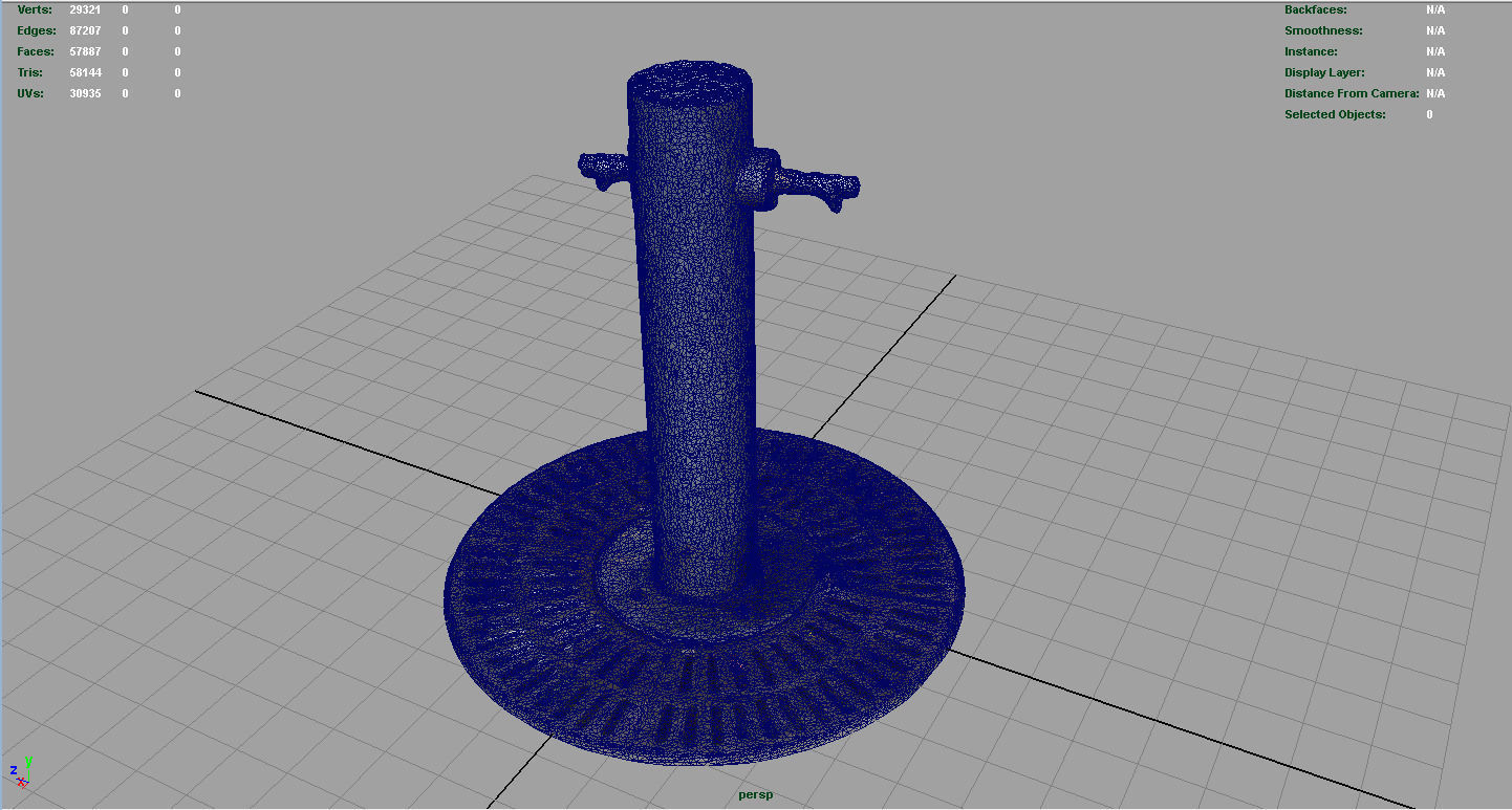 Fountain wooden pole with handle Low-poly 3D model_3