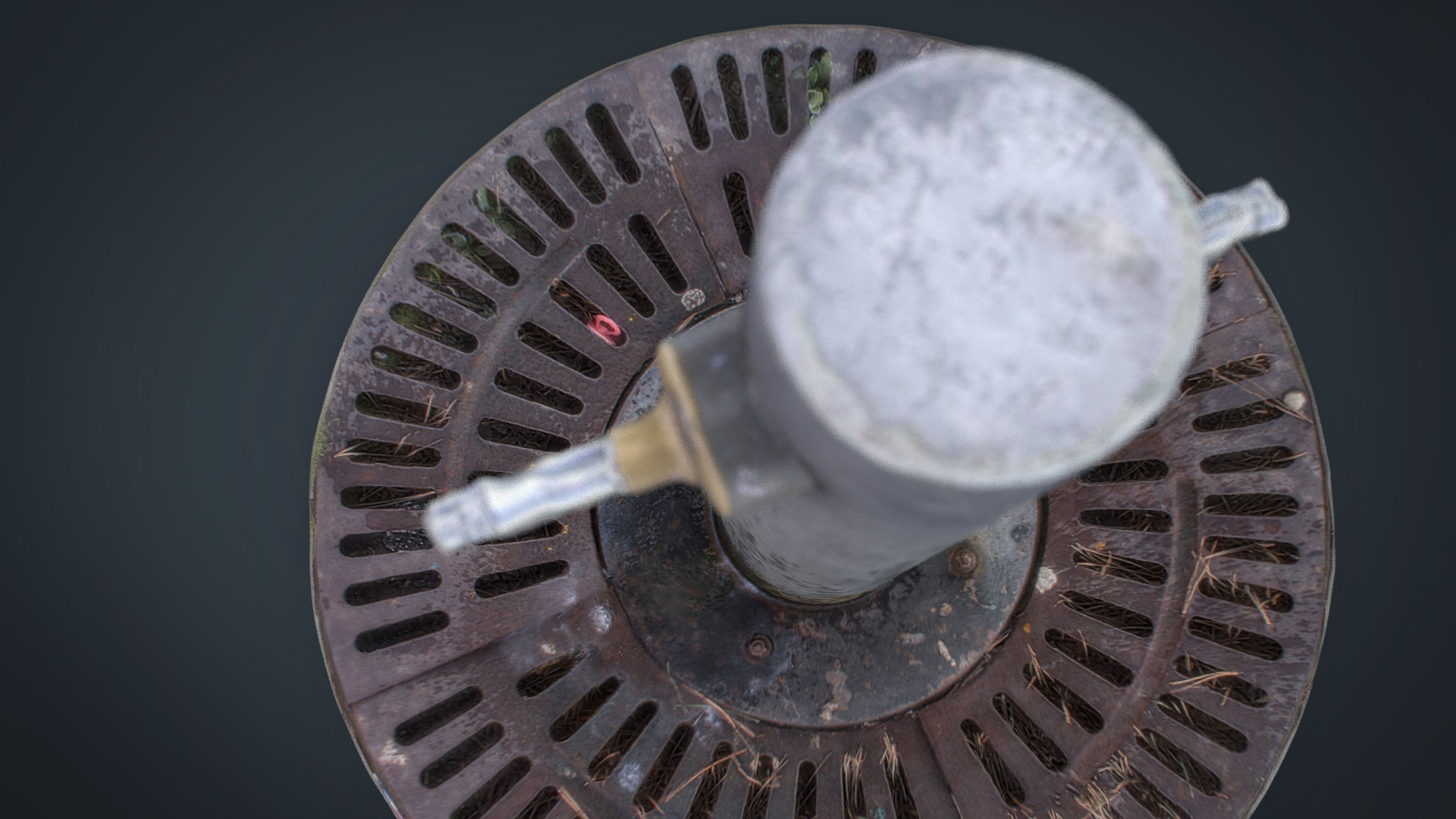 Fountain wooden pole with handle Low-poly 3D model_9