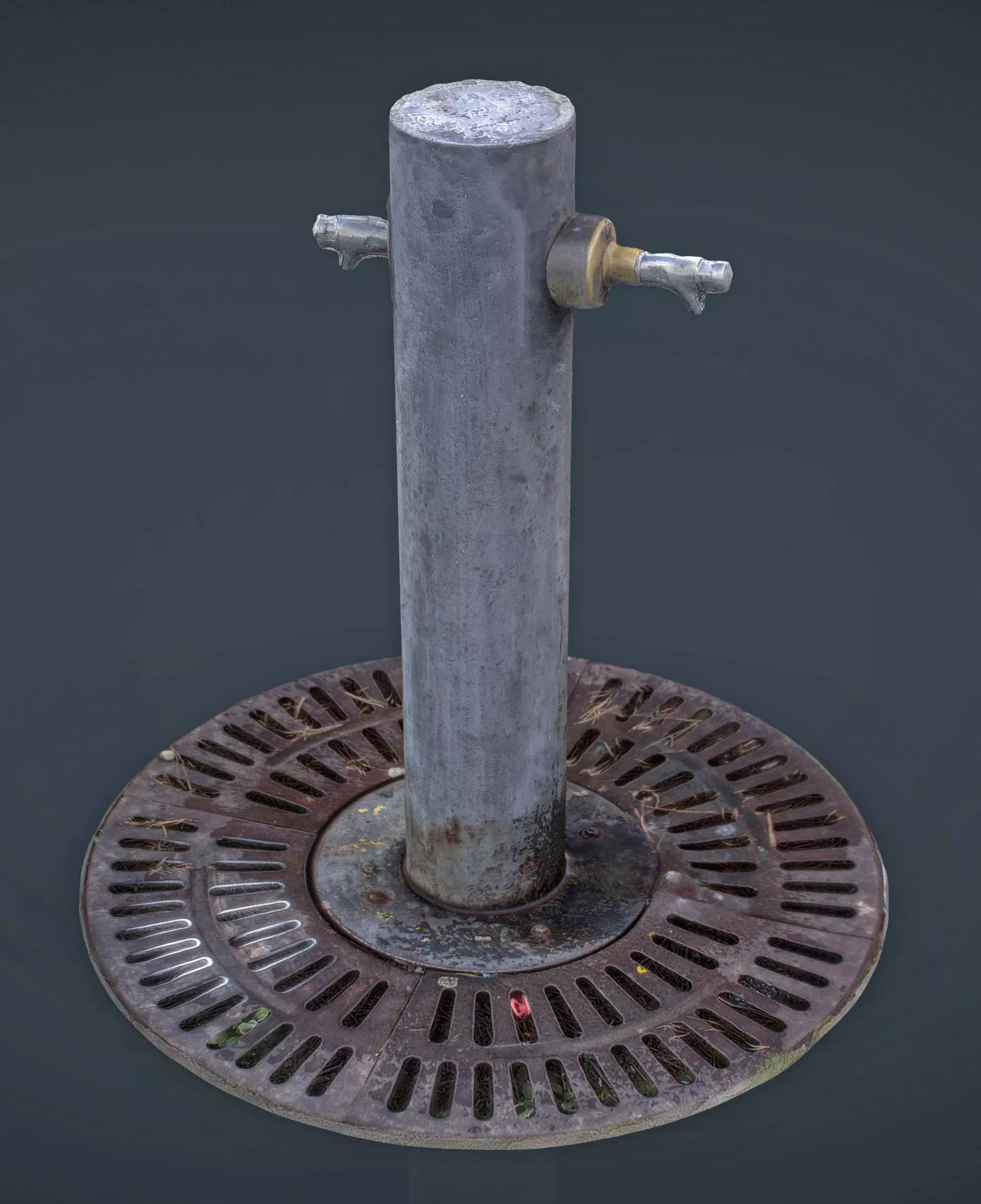 Fountain wooden pole with handle Low-poly 3D model_0